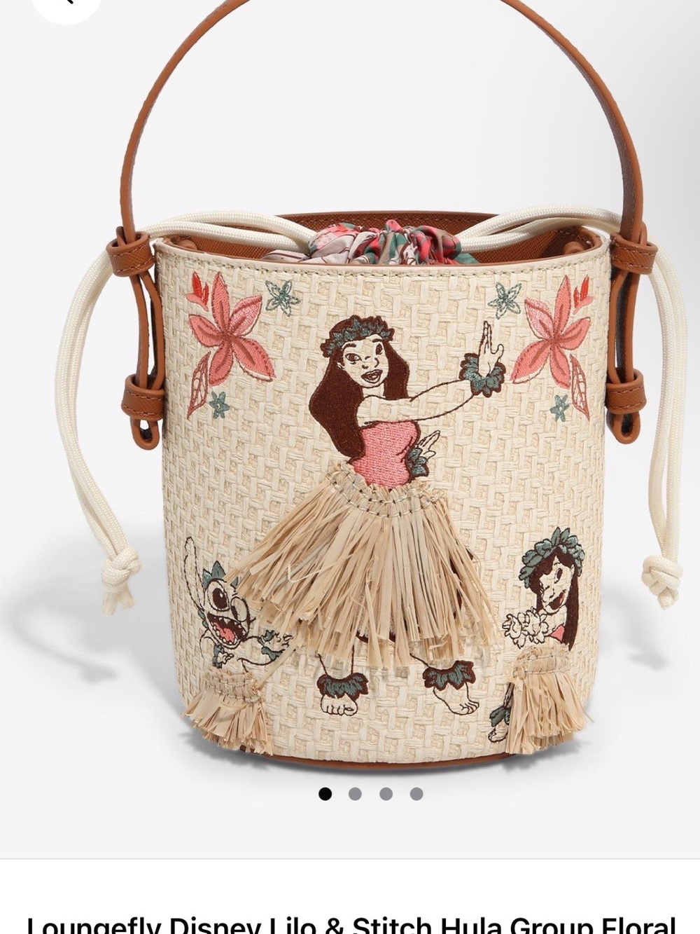 Loungefly Cream Floral Lilo & Stitch Hula Bucket Crossbody Bag